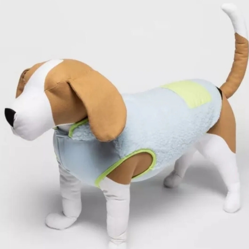 Blue And Green Fuzzy Sherpa Dog Vest by Boots & Barkley